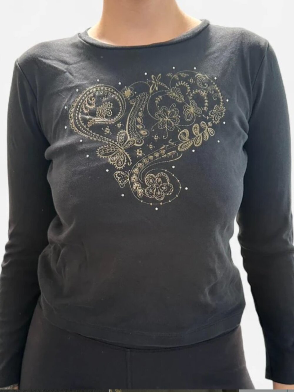 Vintage embellished long sleeve top